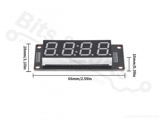 Cijferdisplay 4-digits 7-segments TM1637 clock rood - 50x19mm